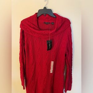 Jeanne Pierre Chunky Cowl Neck Sweater 1X in Carmine Red NWT